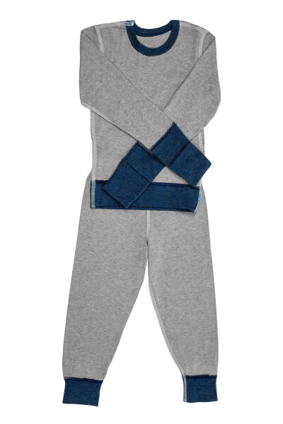 Pyjama to wear with or without hand protection for boys with neurodermatitis - grey 134/140