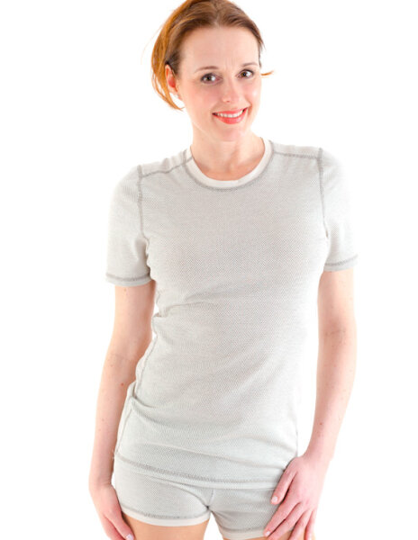 EMF Protection Womens Short-sleeved Shirt - beige 32/34