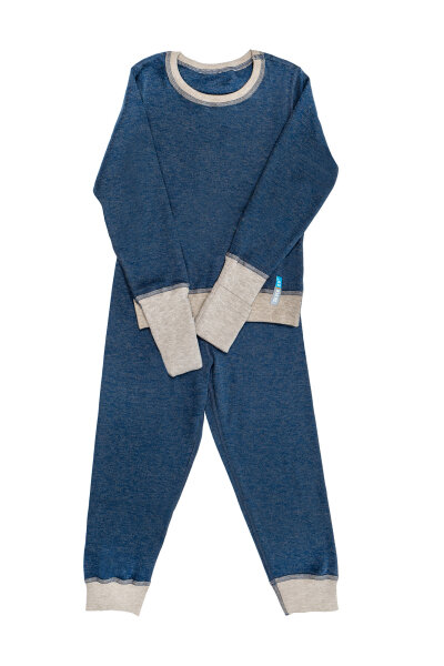 Schlafanzug mit oder ohne Handschutz zu tragen für Jungen mit Neurodermitis - blau 158/164