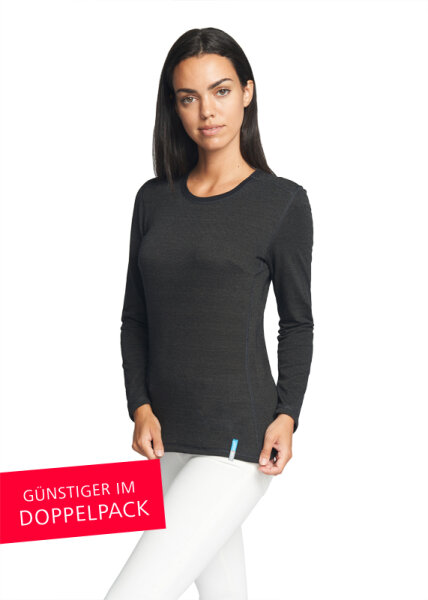 Strahlenschutz Basic Langarm-Shirt für Damen - schwarz - Doppelpack 52/54