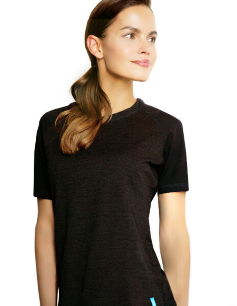 EMF Protection Womens Short-sleeved Raglan Shirt - black 40/42